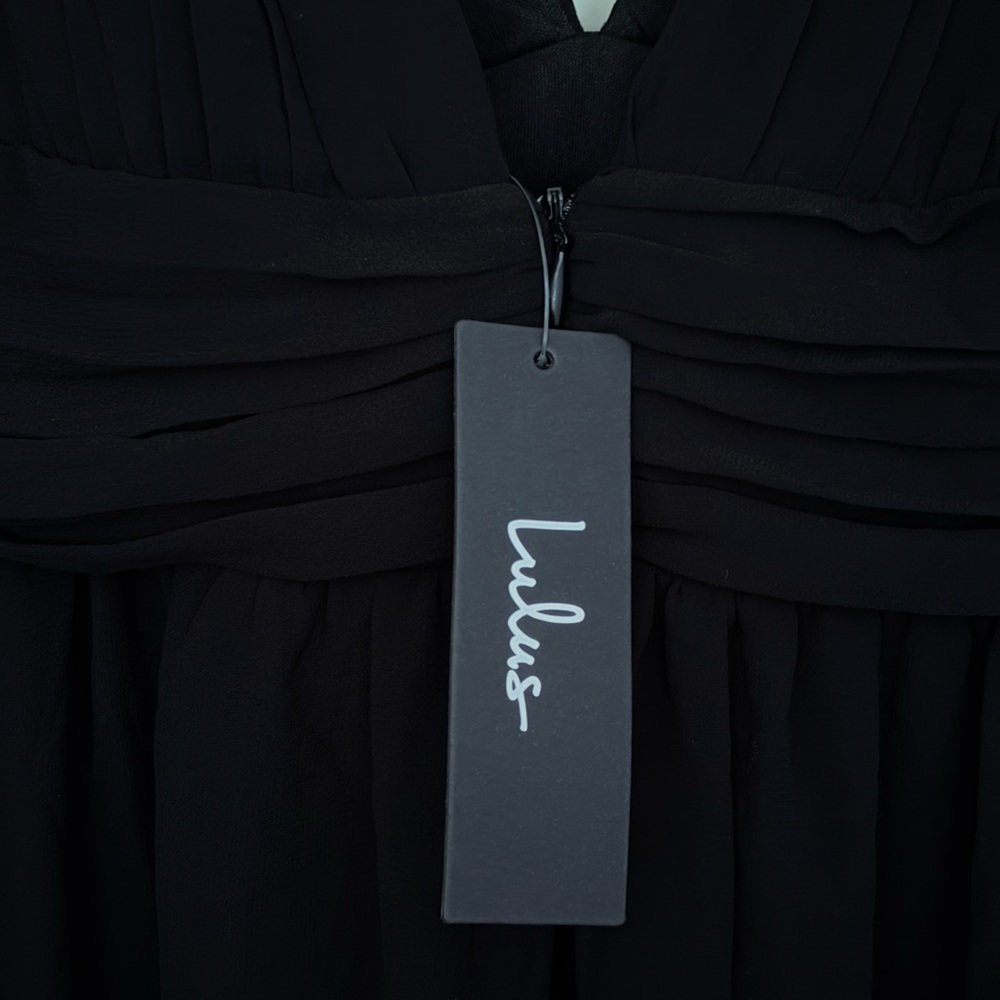 Lulus Heavenly Hues Black Maxi Dress | Formal Gown w/ Slit /Size M/NWT - Picture 7 of 10